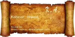Kehrer Ahmed névjegykártya